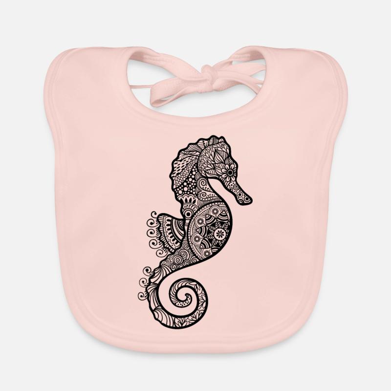 Seepferdchen - Baby Bio-Lätzchen - Rose