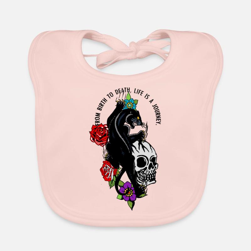 Kopf des Todes Panthere Schädel rosa Blume Zitat - Baby Bio-Lätzchen - Rose