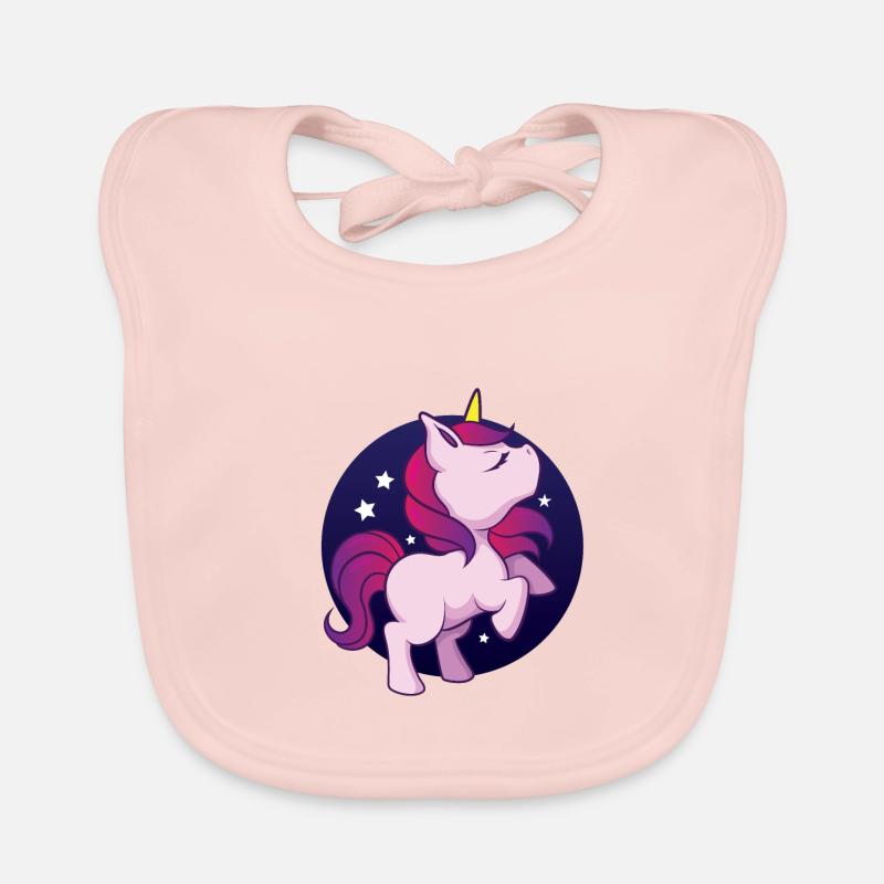 Träumendes Einhorn mit Sternenhimmel - Baby Bio-Lätzchen - Rose
