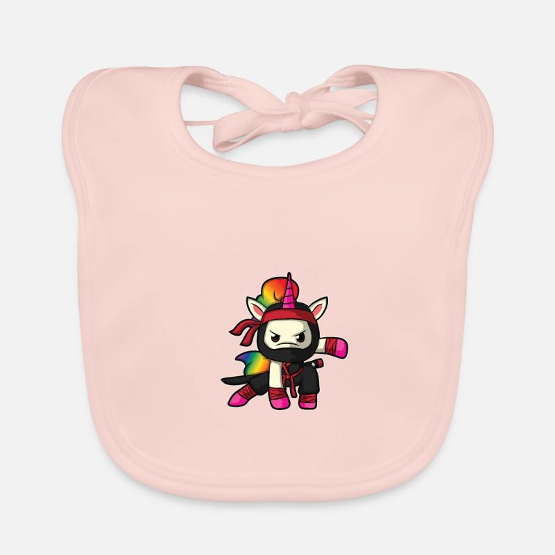Rainbow ninja unicorn comic coloré mignon cadeau Bavoir bio Bébé