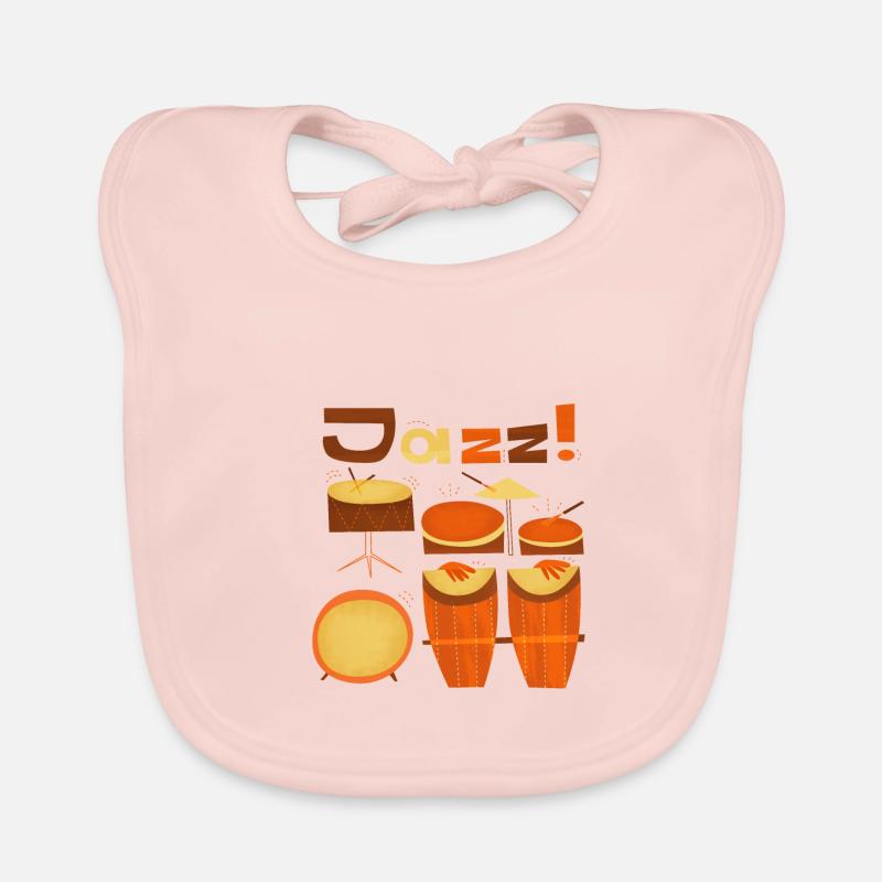 Percussions rétro jazz percussions orange marron Bavoir bio Bébé