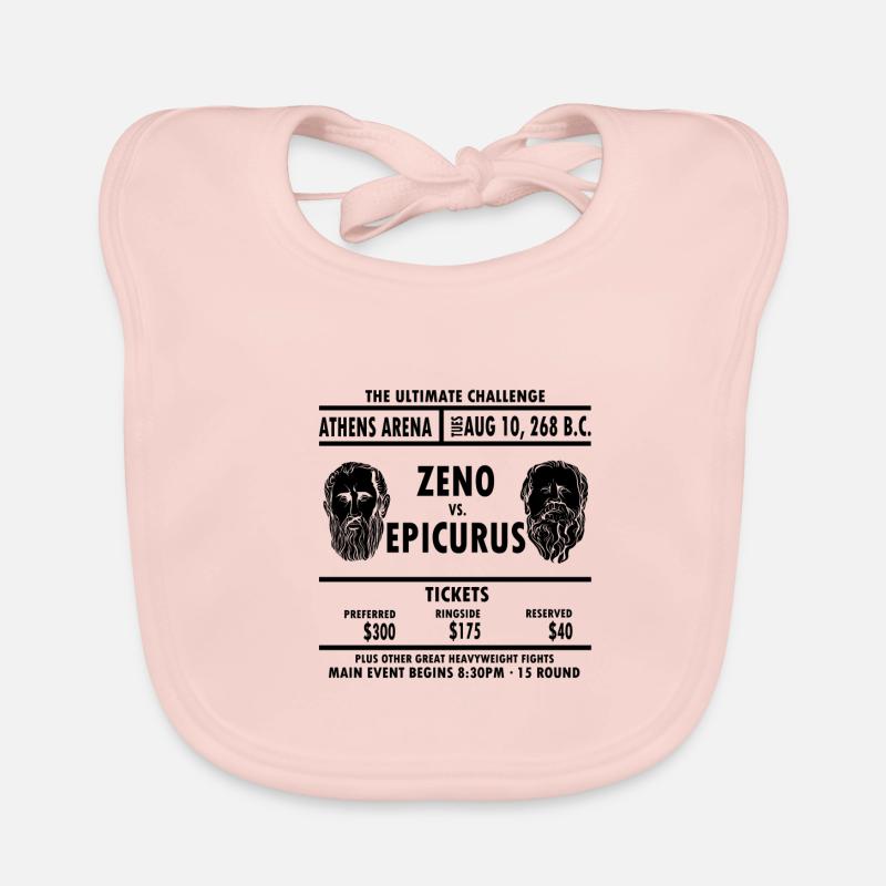Zeno Vs. Match de boxe de philosophes de philosophie d'Épicure - Bavoir bio Bébé - rose