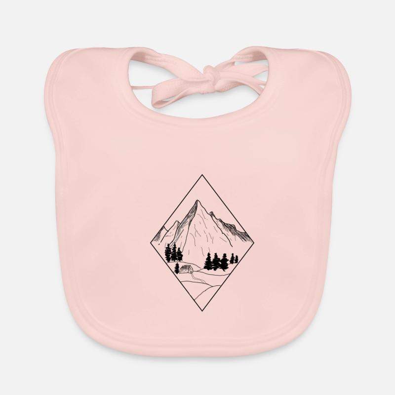 berge mit cabin im wald geschenk Baby Bio-Lätzchen