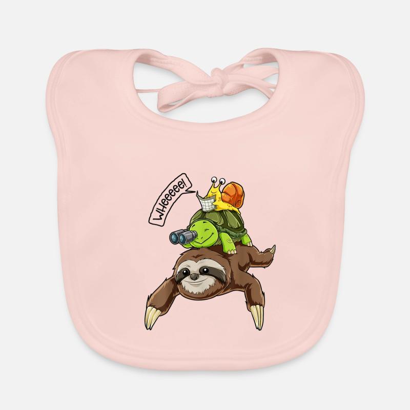 Sloth Lazy Riding Turtle Snail Organic Baby Bibs