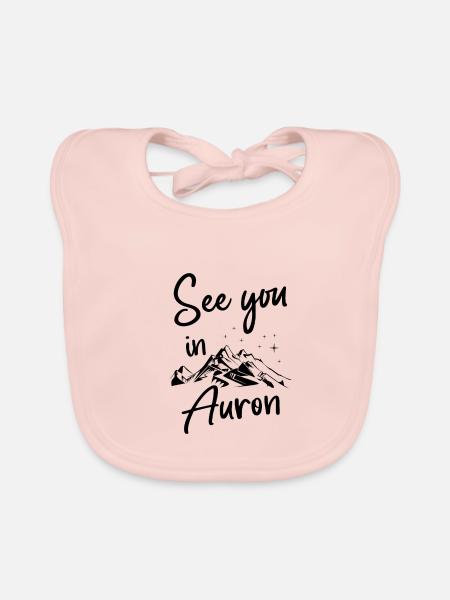 Auron Frankreich wandern und Ski fahren - Baby Bio-Lätzchen - Rose - Vorne