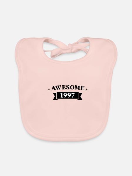 Funny Birthday Awesome 1997 - Organic Baby Bibs - rose - Front