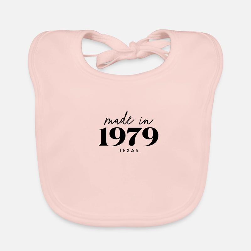 Made 1979 in Birthday in Texas Organic Baby Bibs