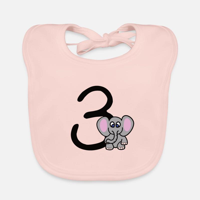 3rd birthday boy elephant 3 years boy Organic Baby Bibs