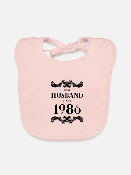 Best Husband Since 1986 Wedding Anniversary - Organic Baby Bibs - rose - Front