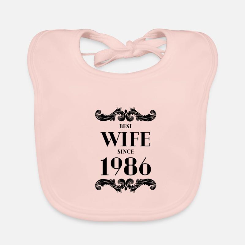 Beste Ehefrau seit 1986 Hochzeit - Baby Bio-Lätzchen - Rose