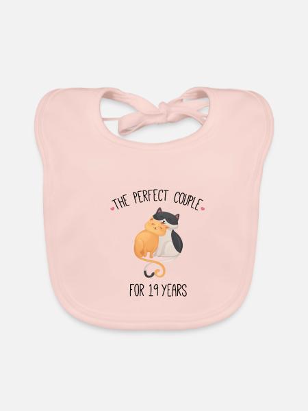 The Perfect Couple For 19 Years Wedding - Organic Baby Bibs - rose - Front