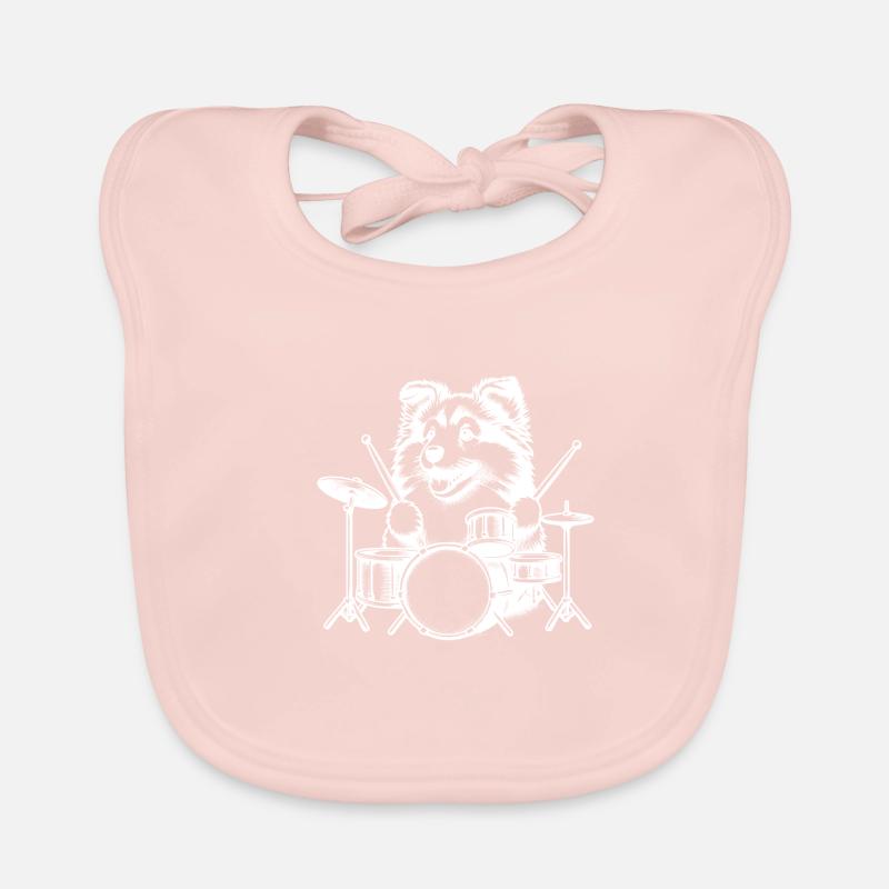 Cool Sheltie Drummer Puppy Design Organic Baby Bibs