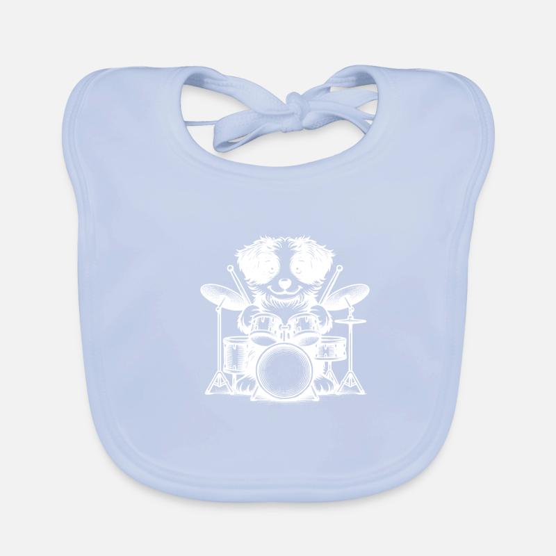 Cool Border Collie Drummer Puppy Organic Baby Bibs