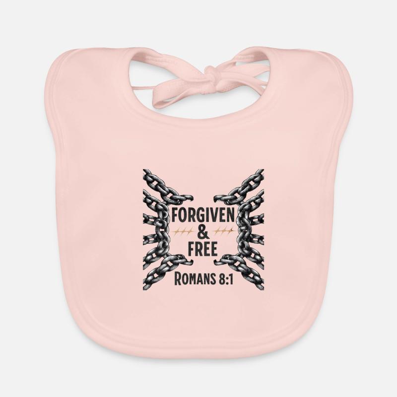 Forgiven and Free Romans 8:1 Broken Chains Organic Baby Bibs