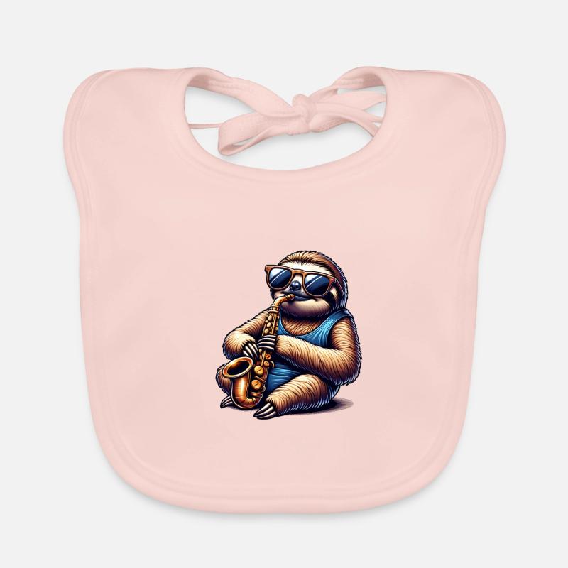 Cool Sloth Saxophonist Jazz Design Organic Baby Bibs