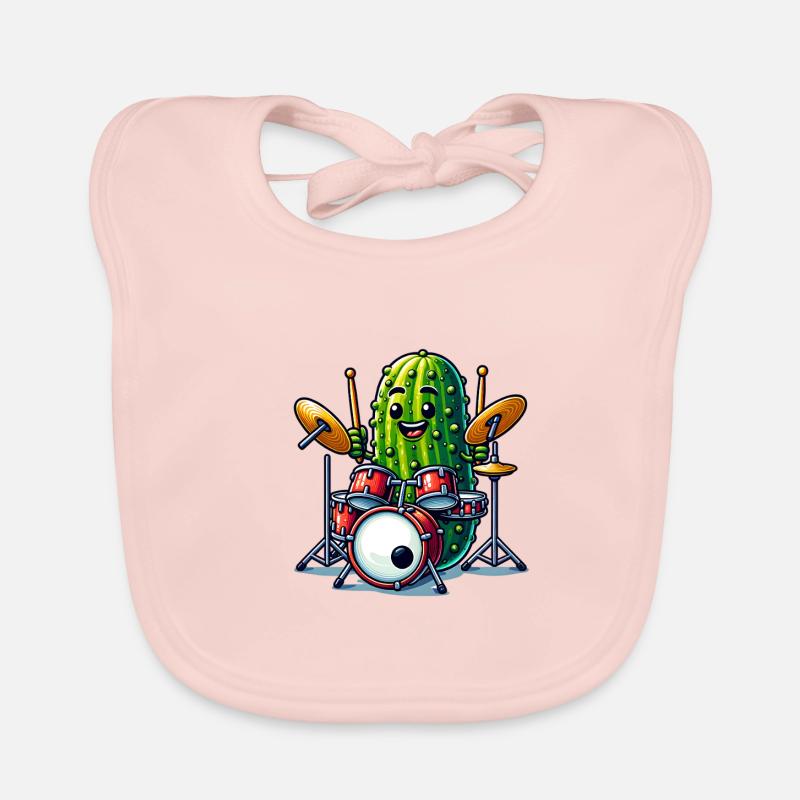 Funny Cucumber Drummer Player Art Organic Baby Bibs