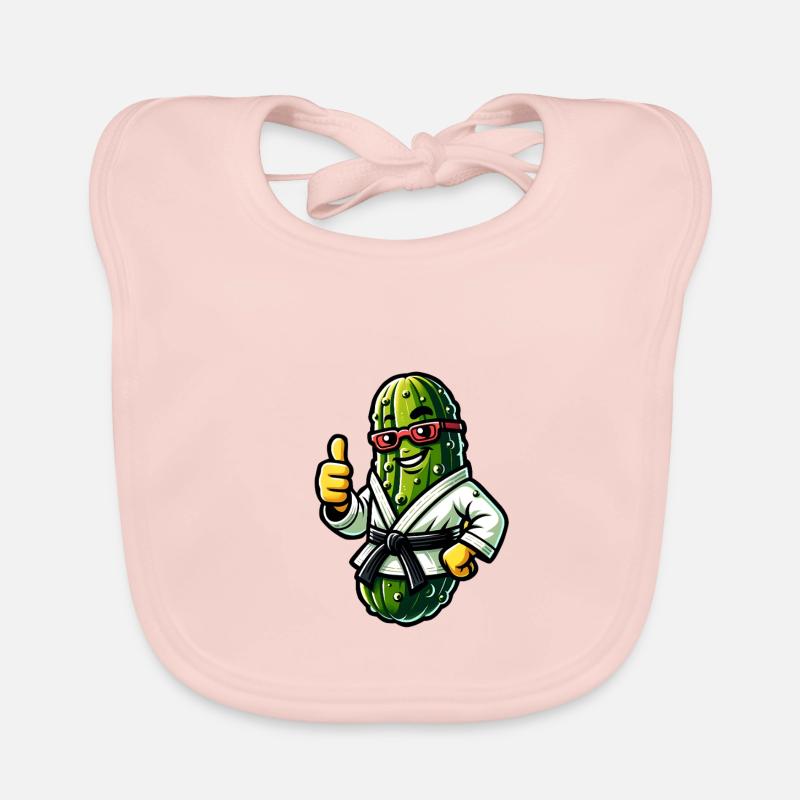 Karate Gurke Mit Brille Daumen Hoch - Baby Bio-Lätzchen - Rose
