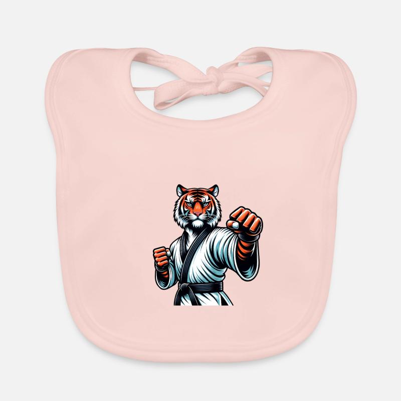 Karate Tiger in Battle Mode Organic Baby Bibs