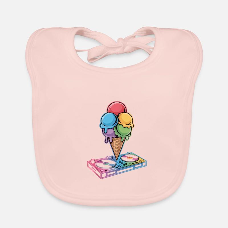 Dj Cream Turntable Artwork Bavoir bio Bébé