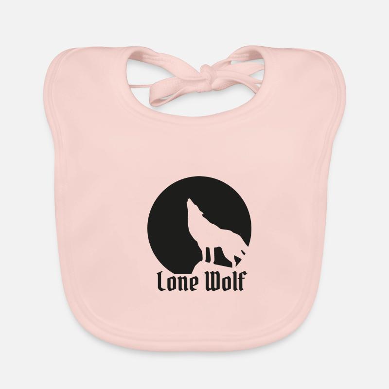 Lone wolf flat design black Organic Baby Bibs