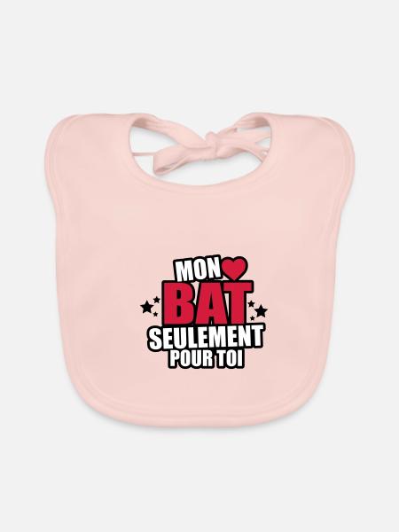 mon coeur bat seulement pour toi - Bavoir bio Bébé - rose - Devant