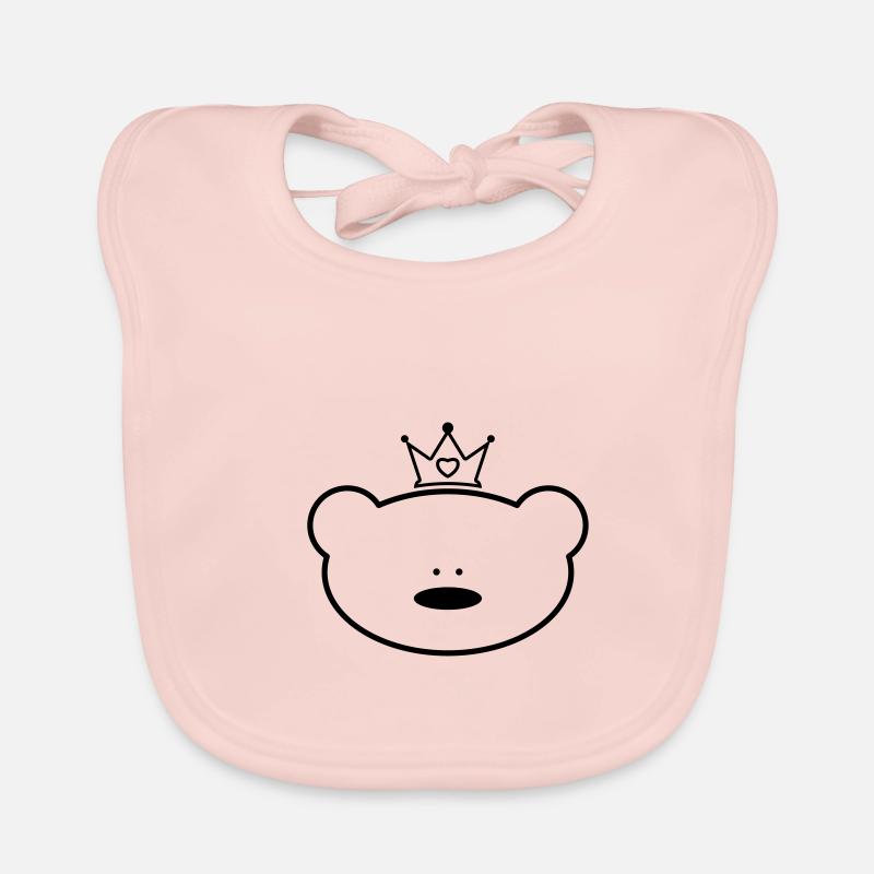 Funny teddy bear with princess crown Organic Baby Bibs