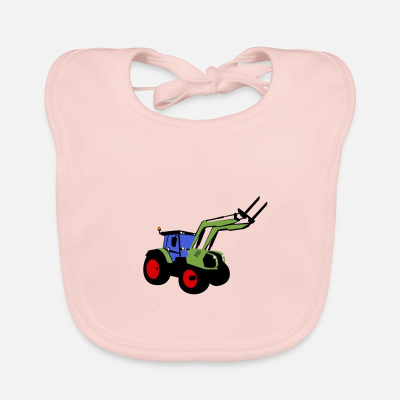 traktor, Bulldog, Frontlader, Bauer - Baby Bio-Lätzchen - Rose