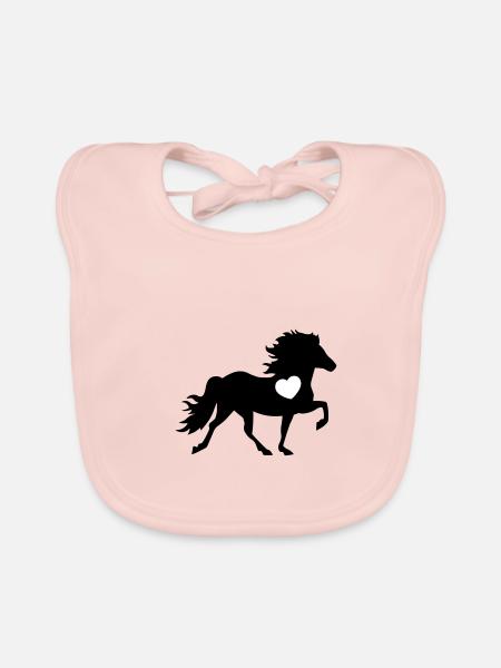 HORSE 5 HEART - Organic Baby Bibs - rose - Front