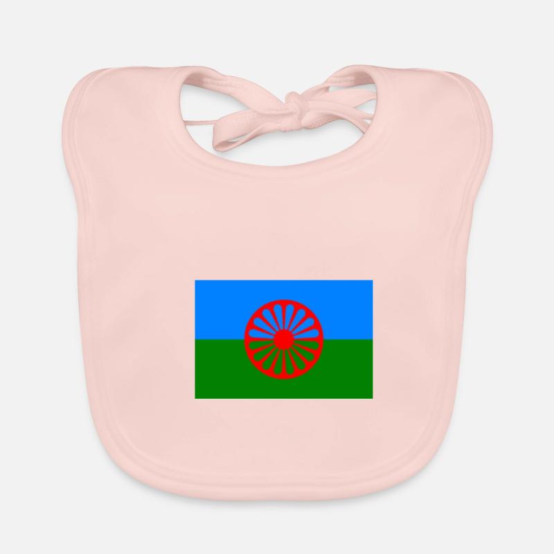 Drapeau de la nation rom -Grand - Bavoir bio Bébé - rose