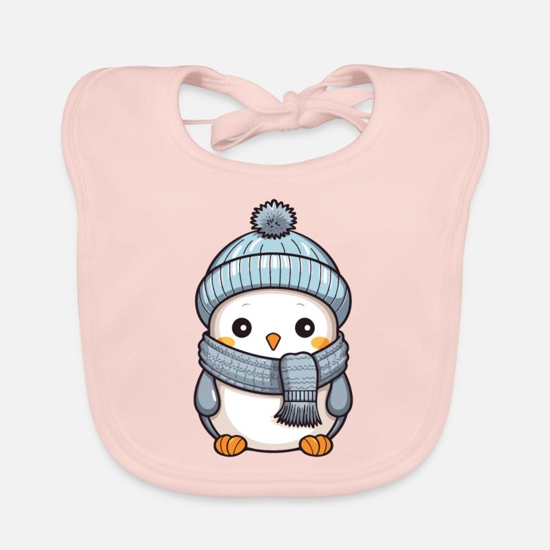 Penguin Winter Comic Organic Baby Bibs