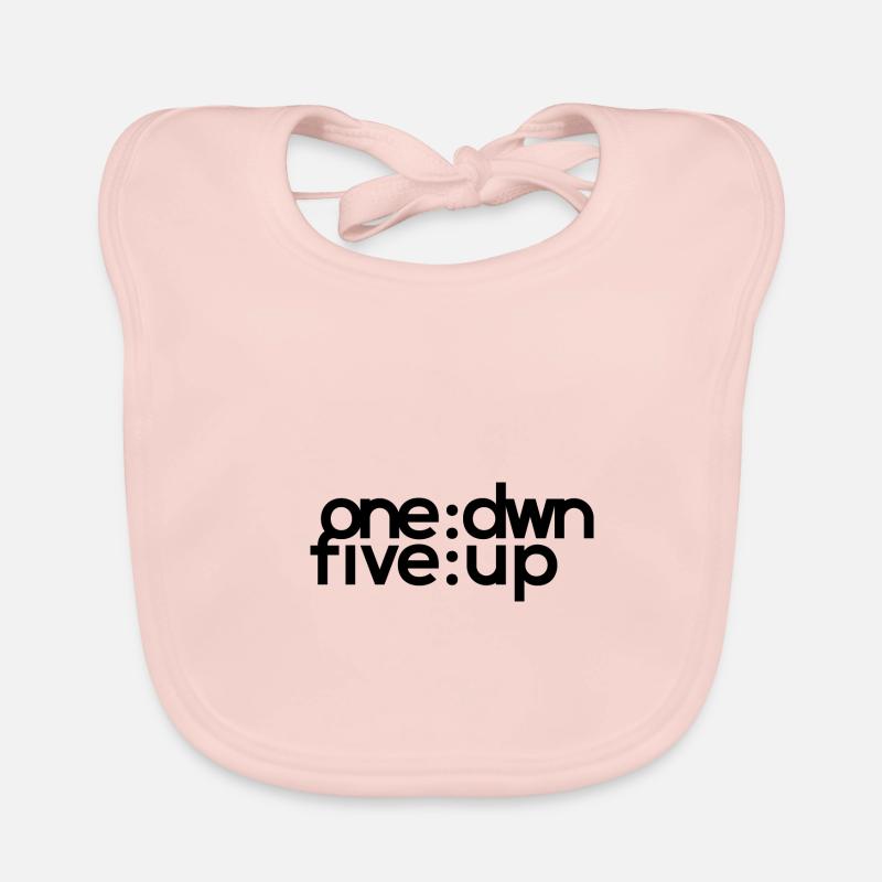 one: dwn five: up modern black Organic Baby Bibs