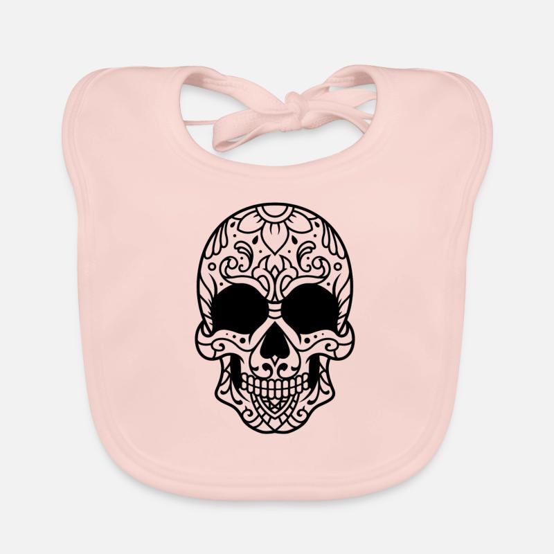 Totenkopf mit Verzierung Baby Bio-Lätzchen