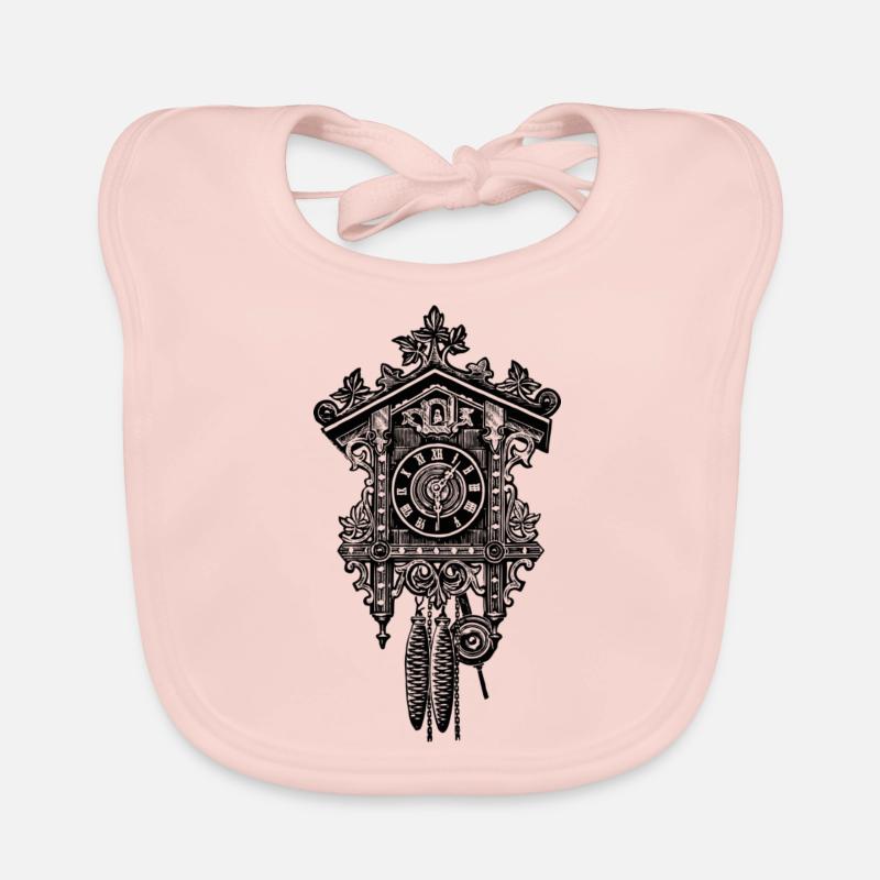 Cuckoo Clock watch drawing tattoo gift Organic Baby Bibs