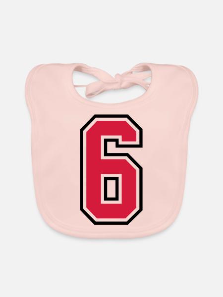 sports jersey number 6 six - Organic Baby Bibs - rose - Front