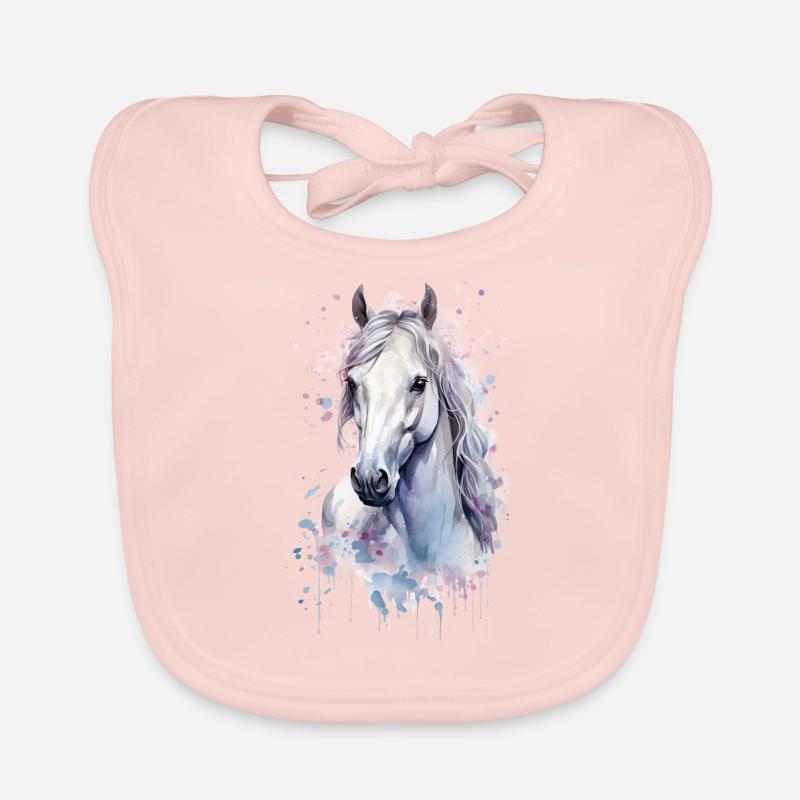Cheval blanc - Bavoir bio Bébé - rose