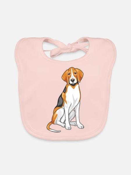 Sitting foxhound - Organic Baby Bibs - rose - Front