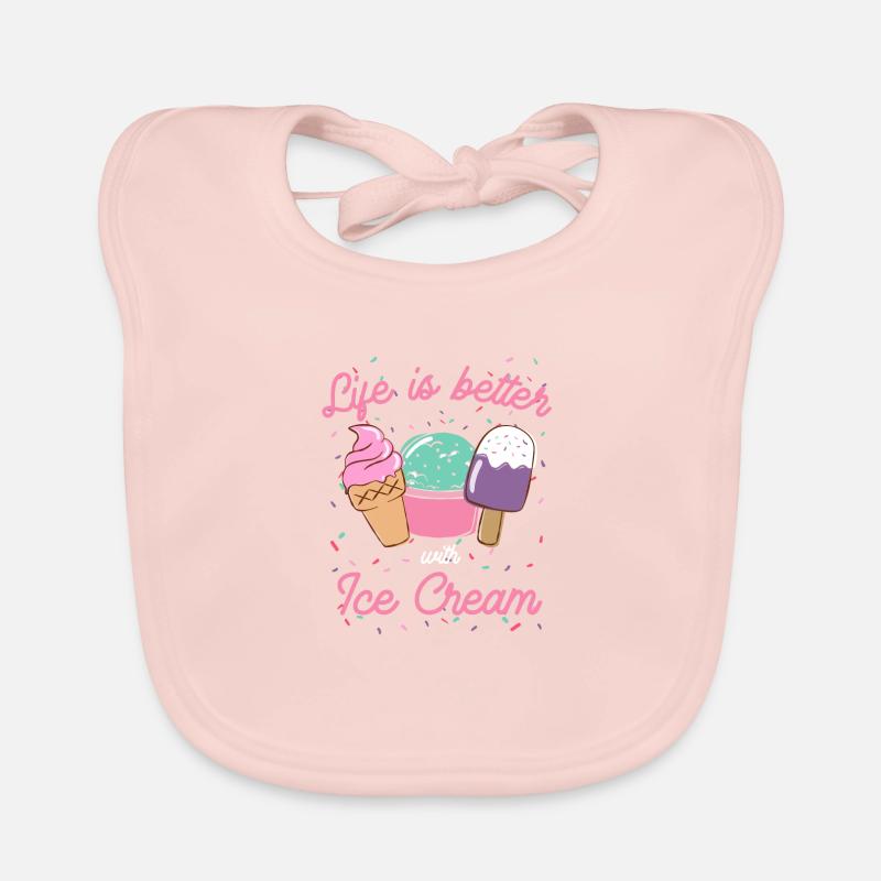 Das Leben ist besser mit Eis Eiscreme Geschenk - Baby Bio-Lätzchen - Rose
