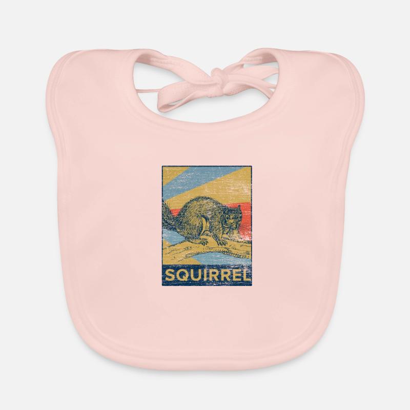 Squirrel nuts forest tree animal gift vintage Organic Baby Bibs