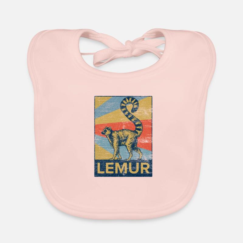 Lemur Affe Halbaffe Tier Geschenk Tierschutz. Baby Bio-Lätzchen