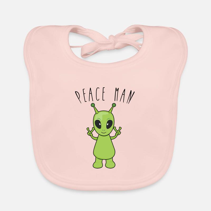 Alien mit peace man Baby Bio-Lätzchen