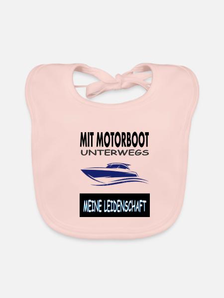 Mit Motorboot unterwegs Wassersport Geschenkidee - Baby Bio-Lätzchen - Rose