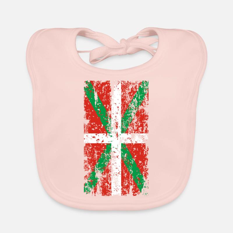 Drapeau Pays Basque usé. Ikurriña. Bavoir bio Bébé