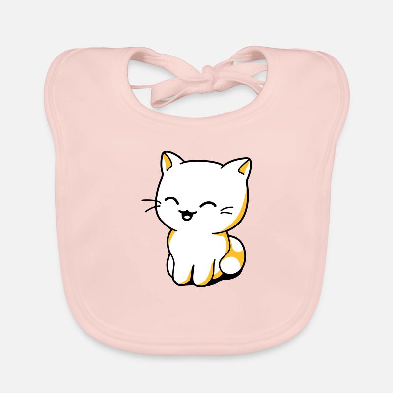 Funny kitten kawaii Organic Baby Bibs