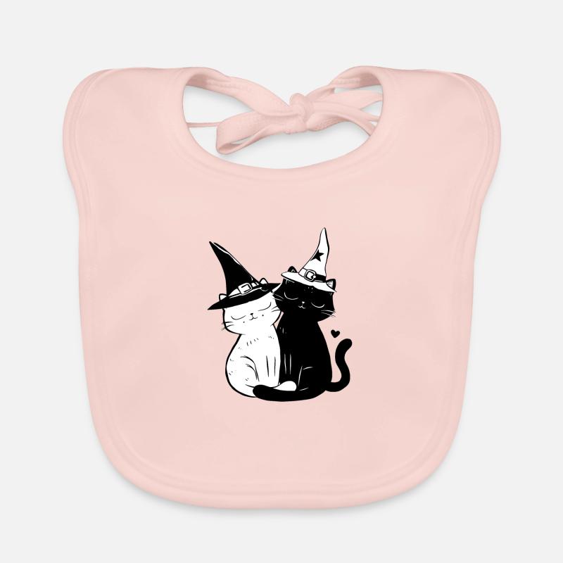 Black and White Witch Cats Pair" Description: Organic Baby Bibs
