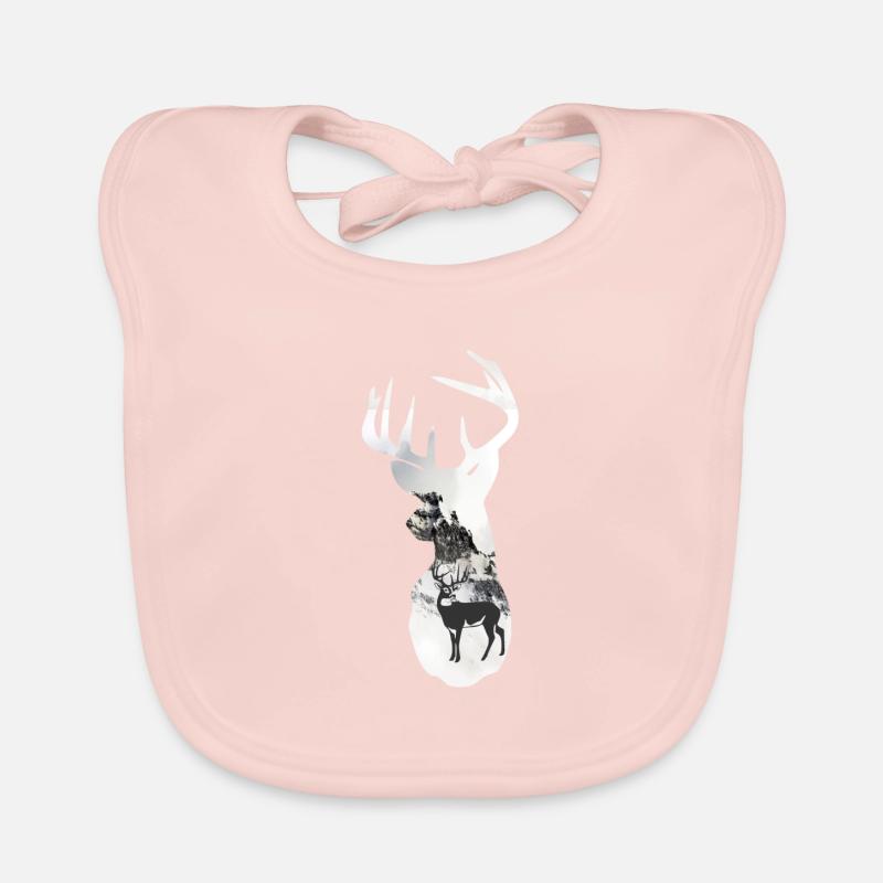 Cerf dans les cerfs - Bavoir bio Bébé - rose