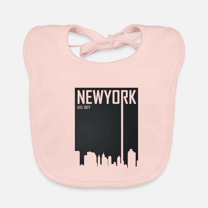 New York Skyline - Bavoir bio Bébé - rose