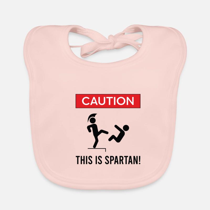"Attention, c'est spartiate" du Spartiate - Bavoir bio Bébé - rose