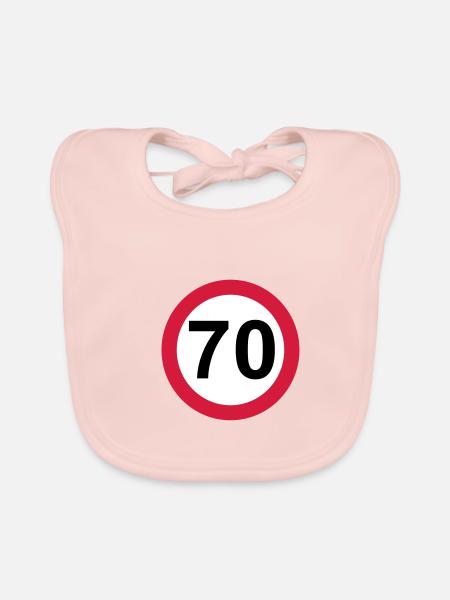 70 Geburtstag - Baby Bio-Lätzchen - Rose - Vorne