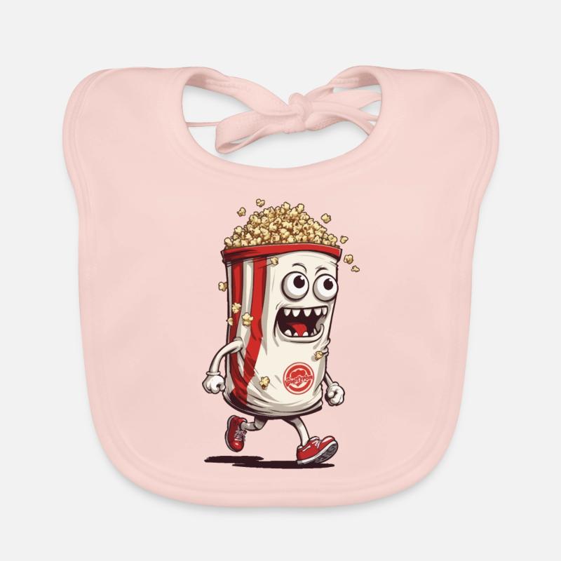 Drôle Popcorn Monster Halloween Design - Bavoir bio Bébé - rose