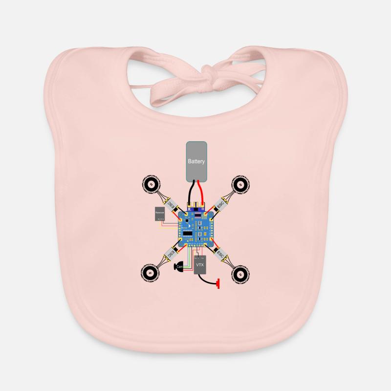 Copter Construction, FPV Copter FC, Esc, Moteur, Drone - Bavoir bio Bébé - rose